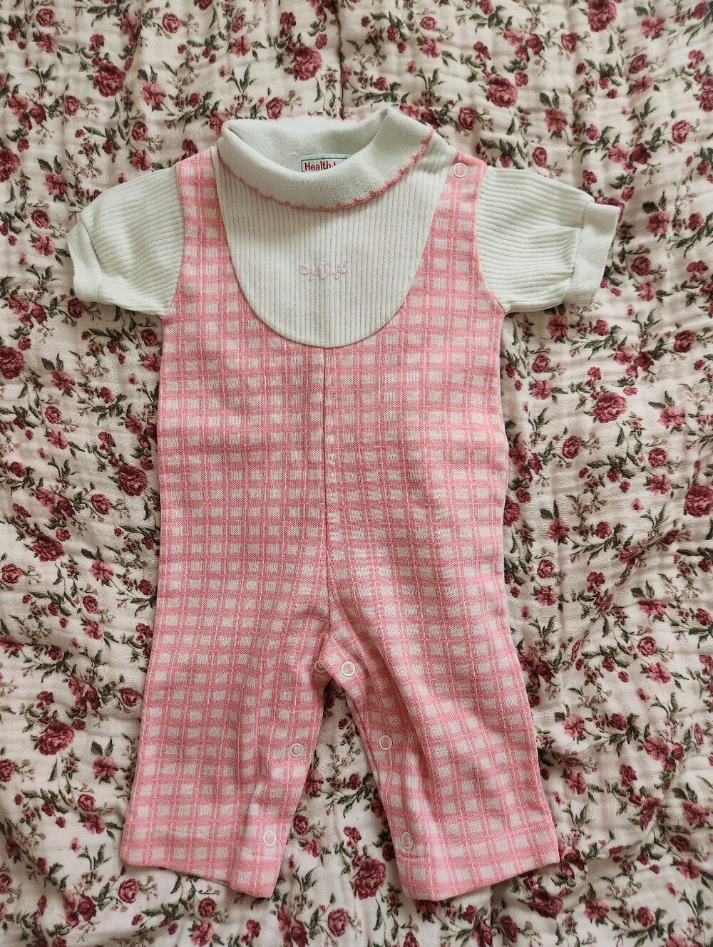 Health-Tex Pink Checkered Baby Romper 9M